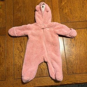 Carter’s Baby Girl Pink Fuzzy Footed Onesie with Hood 0-3 month
